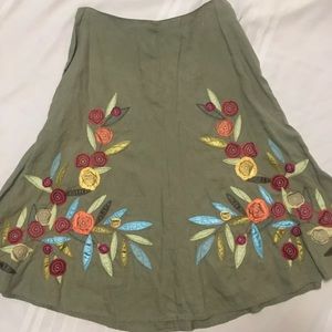 J. Jill linen embroidered skirt 10